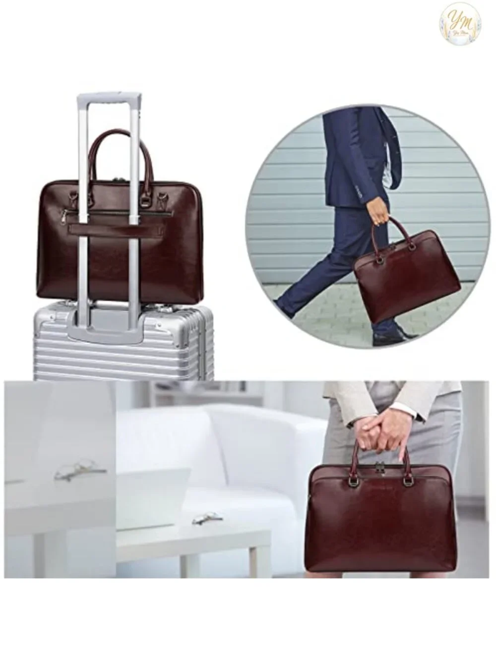 Genuine Leather Laptop Messenger Shoulder Bag 15.6